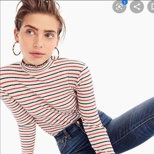 J. Crew Ribbed Mockneck T-Shirt in Stripes